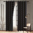 thumbnail image 4 of Vargottam Geometric Motif Design Blackout Curtains - Set of 2 Panels, 52 x 108 Inches Each - Light Blocking & Thermal Insulated Drapes with Grommet Top for Bedroom & Living Room - Black, 4 of 9