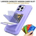 thumbnail image 3 of ELEHOLD Case for iPhone 16 Pro with Mirror, Built-in Cash Slot, Rugged Plastic Shell Protective Kickstand Mirror Heavy Duty Shockproof Wallet Case Cover for iPhone 16 Pro,Purple, 3 of 7