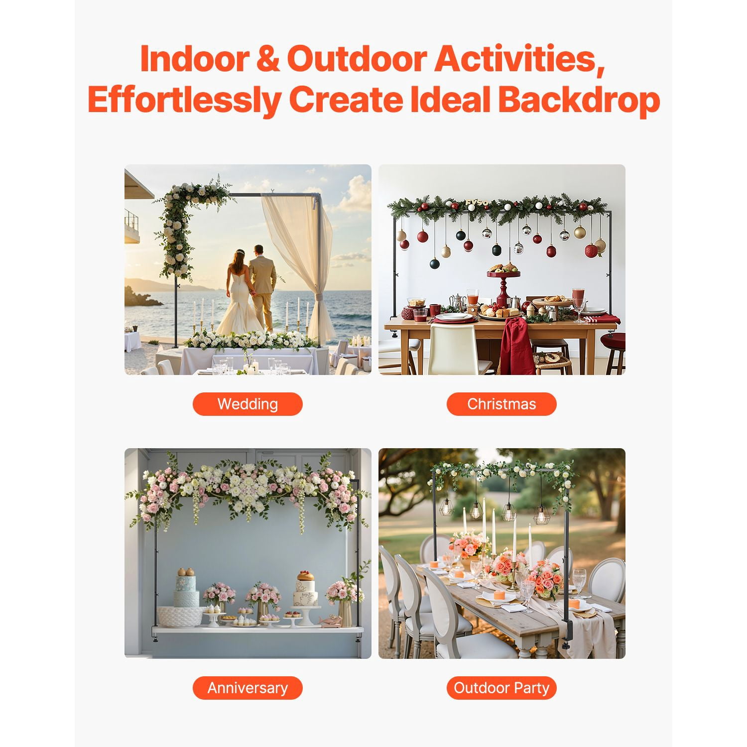 Table Arch Frame Stand with Clamp Adjustable Height for Balloon Garland Wedding Party Decor