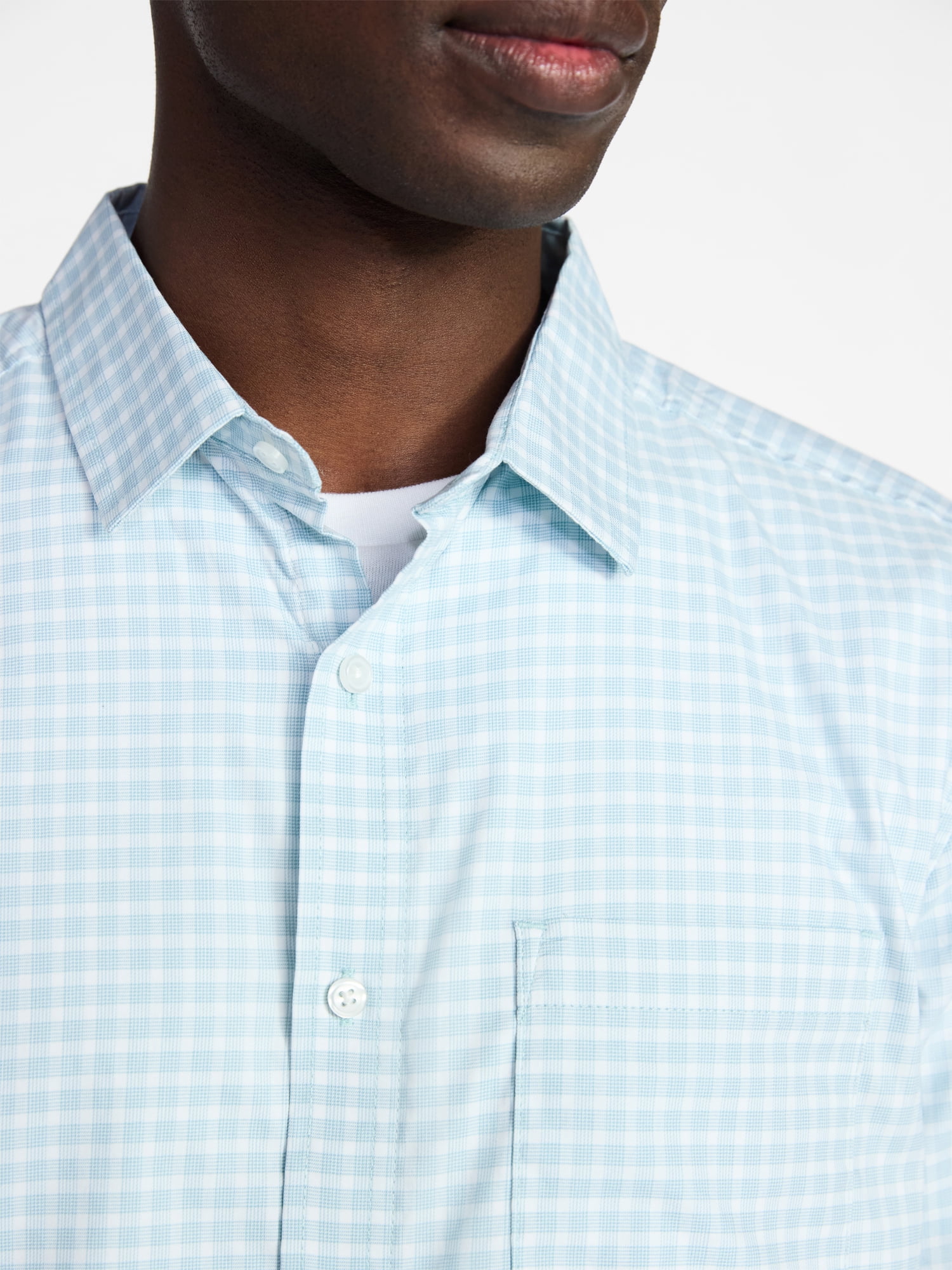 George Men's & Big Men's Modern Fit Button Up Performance Shirt with Short Sleeves, Sizes S-3XL
