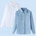 thumbnail image 6 of 7-8T Little Kids Boys Uniform Shirts School Button Up Dress Shirts Kids Long Sleeve Solid Collared Oxford Shirt Kids Tops for 4-15T, 6 of 6