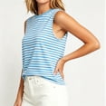 thumbnail image 6 of ClodeEU Women's Striped Crewneck Sleeveless Tank Top with Butterfly Back ,Solid Color Casual Summer Top Light Blue,Women's Plus M, 6 of 7