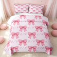 thumbnail image 2 of Erosebridal Cartoon Bow Twin Quilt Set, Princess Bowknot Twin Coverlet Set, Pink Reversible, Pastel Pink, 2-Piece (1 Bedspread and 1 Pillowcase), 2 of 7