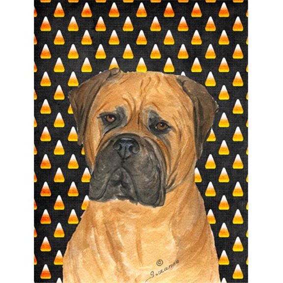 11 x 15 in. Bullmastiff Candy Corn Halloween Portrait Garden Size Flag