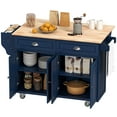 thumbnail image 1 of HOMCOM Kitchen Island with Storage, Kitchen Island with Drop Leaf, Blue, 1 of 9