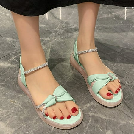 

uikmnh Women Shoes Women Fashion Fish Mouth Sandals Platform Rhinestone Sandals Fashion Slippers Sandals Green 6.5