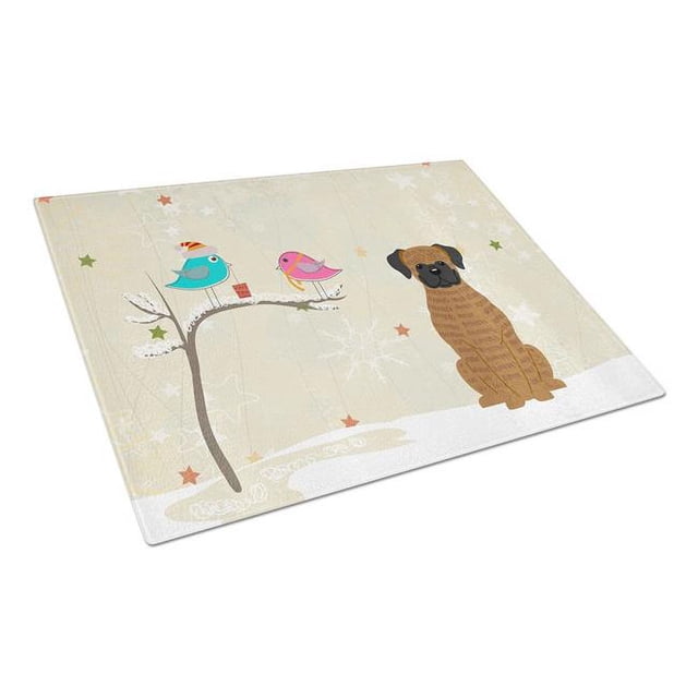 Carolines Treasures BB2589LCB Christmas Presents Between Friends Brindle Boxer Glass Cutting Board, Large