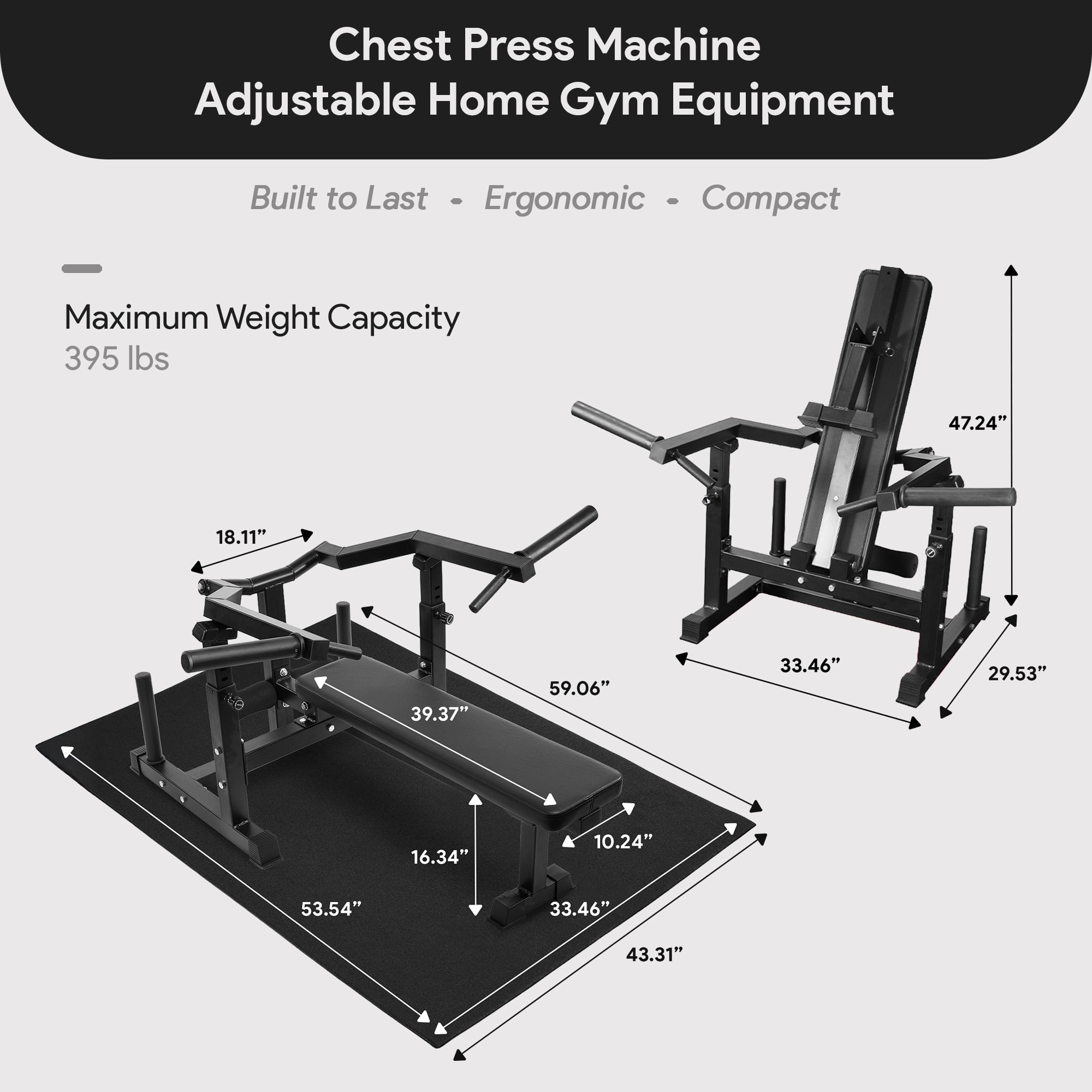 BalanceFrom Fitness Chest Press Machine, Adjustable Home Gym Equipment, Black