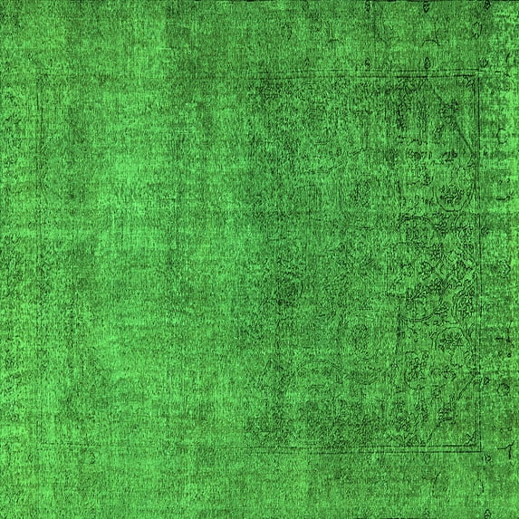 Ahgly Company Indoor Square Oriental Green Industrial Area Rugs, 7' Square