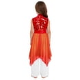 thumbnail image 2 of Doomiva Kids Girls Church Worship Praise Dance Outfit Sleeveless Sequin Tunic Swing Dress with Liturgical Pants Red 10, 2 of 5