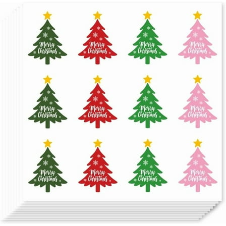 240 Self-Adhesive Christmas Tree Stickers 1 Inch Colorful Xmas Seal Stickers