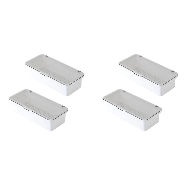 4X Bandeja para Cubiertos con Tapa,Almacenamiento Utensilios con Tapa Bandeja para Cubiertos PláStico,Organizador Cajones para Cubiertos Contenedor de Almacenamiento de UtensiliosD