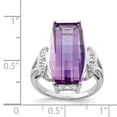 thumbnail image 2 of White Sterling Silver Ring Band Gemstone Amethyst Baguette Purple Diamond, 2 of 2