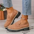 thumbnail image 6 of Brown Chunky Heel Loafers For Women, Frosted Design And Round Toe, Comfortable For All-Day Use, Ideal For Work Or Leisure, 6 of 9