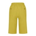thumbnail image 6 of SEAOPEN Womens Linen Pants High Waisted Wide Leg Drawstring Casual Loose Trousers with Pockets Yellow,5XL, 6 of 7