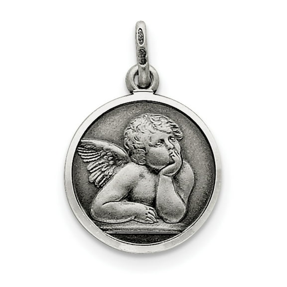 Sterling Silver Antiqued Raphael Angel Charm (20 X 15) Made In Italy qc3635