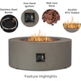 thumbnail image 3 of Real Flame Aegean 36" Round Steel Propane or Natural Gas Fire Pit Table in Mist Gray, 3 of 9