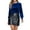 Blue-01, variant on Women's Dressy Velvet Top - Puff Long Sleeve Round Neck Loose Business Work Casual Blouse
