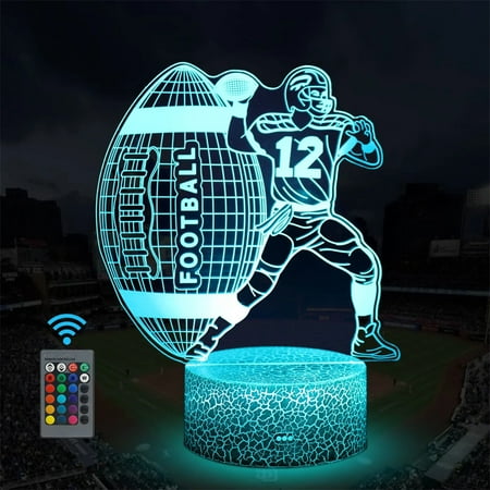 

Football Night Light for Kids - 3D LED USB/Battery Lamp Nightlight 16 Colors Changing Gifts for Boy Girl Room Christmas Birthday Gifts