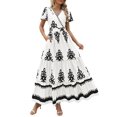 thumbnail image 1 of Vestido largo PRETTYGARDEN para mujer, verano 2025, cuello en V, estampado floral, 1 of 8