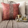 thumbnail image 2 of The HomeCentric Designer Throw Pillow cover Rust 20"x20" (50x50 cm) Velvet God Foil Textured Fabric, Crystal Cushion cover For Sofa Chouch, Hotels, living Bed Room, Striped - Rust Shards, 2 of 12