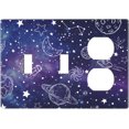 thumbnail image 1 of NICKSUN Galaxy Space Purple Combination Wall Plate, 3 Gang 2 Toggle 1 Duplex Outlet Cover Decorative Switch Plate for Office Home Decor, 4.5 x 6.38 Inch, 1 of 7