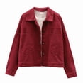 thumbnail image 3 of iHPH7 Jean Jacket Women Womens Shacket Womens Jackets Casual Fall Jackets Cargo Jacket Jean Outfits for Women Fall Clothes Wine L, 3 of 5