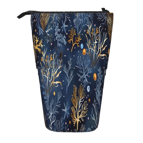 Picia Mystical Underwater Coral Scene Print Telescopic Pencil Case, Telescopic Pen Holder Telescopic Pencil Pouch Bag Stationery Pencil Case Box Storage Organizer Makeup Bag