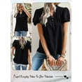 thumbnail image 7 of HUBERY Women Button V Neck Pleated Tiered Ruffle Sleeve Solid Color Top, 7 of 7