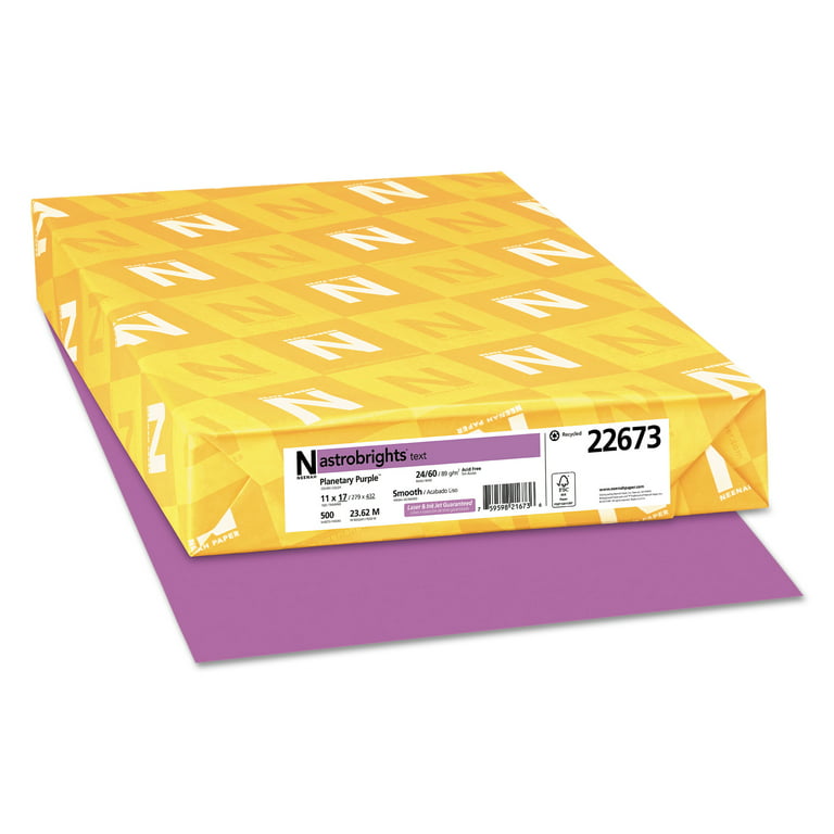 Astrobright Perforated 11 x 17 24/60 Bright Paper 500 Sheets/Ream Planetary  Purple, Multipurpose Copy Paper