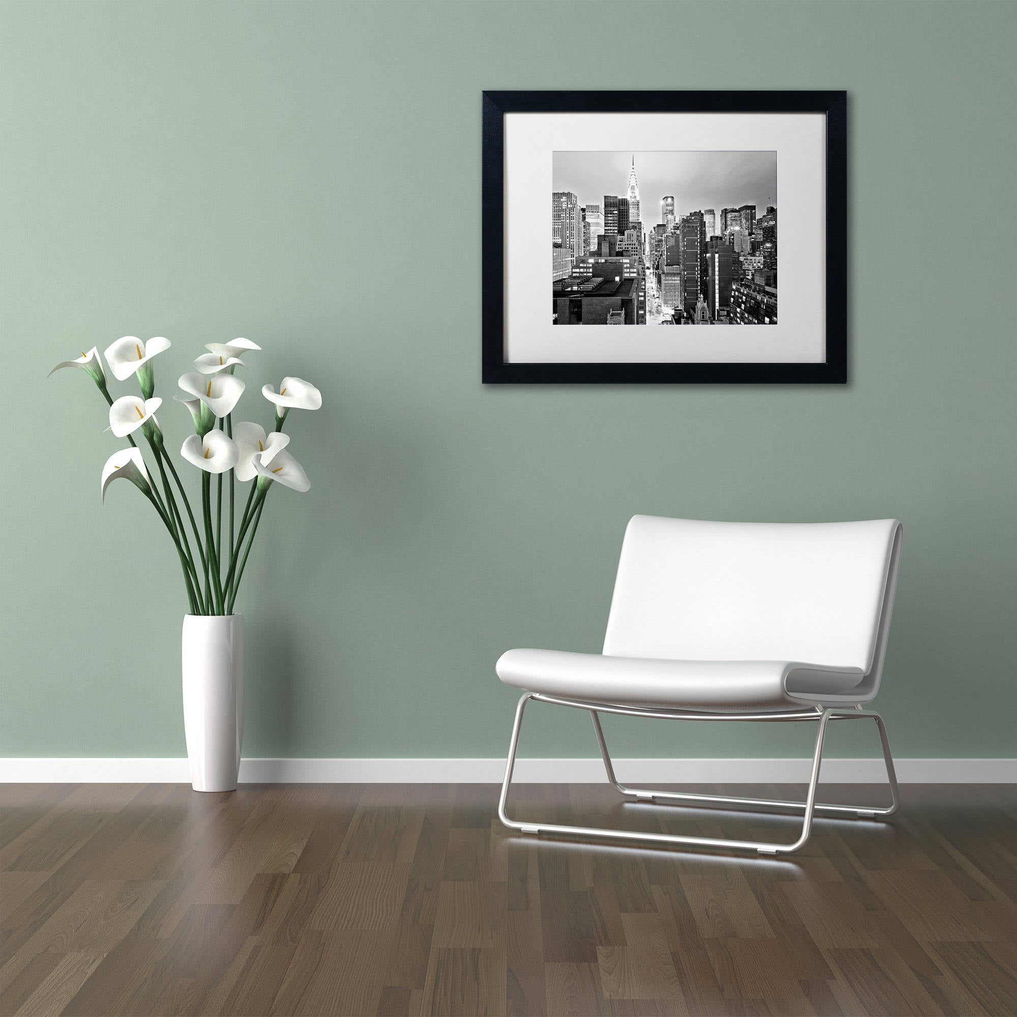 Trademark Fine Art "New York Skyline 2" Canvas Art by Preston White Mat, Black Frame