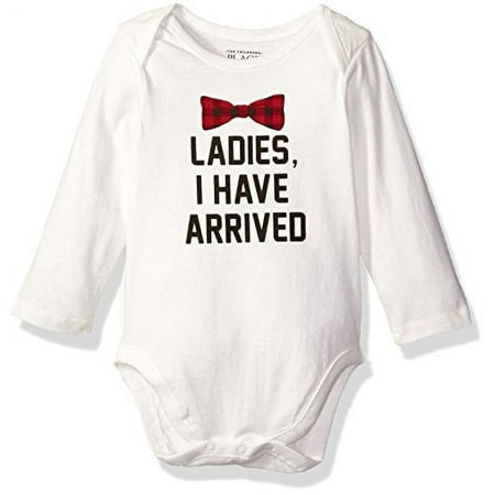 The Children's Place Baby Boys' Long Sleeve Graphic Bodysuit, Arrived/White 69700, 6-9 Months