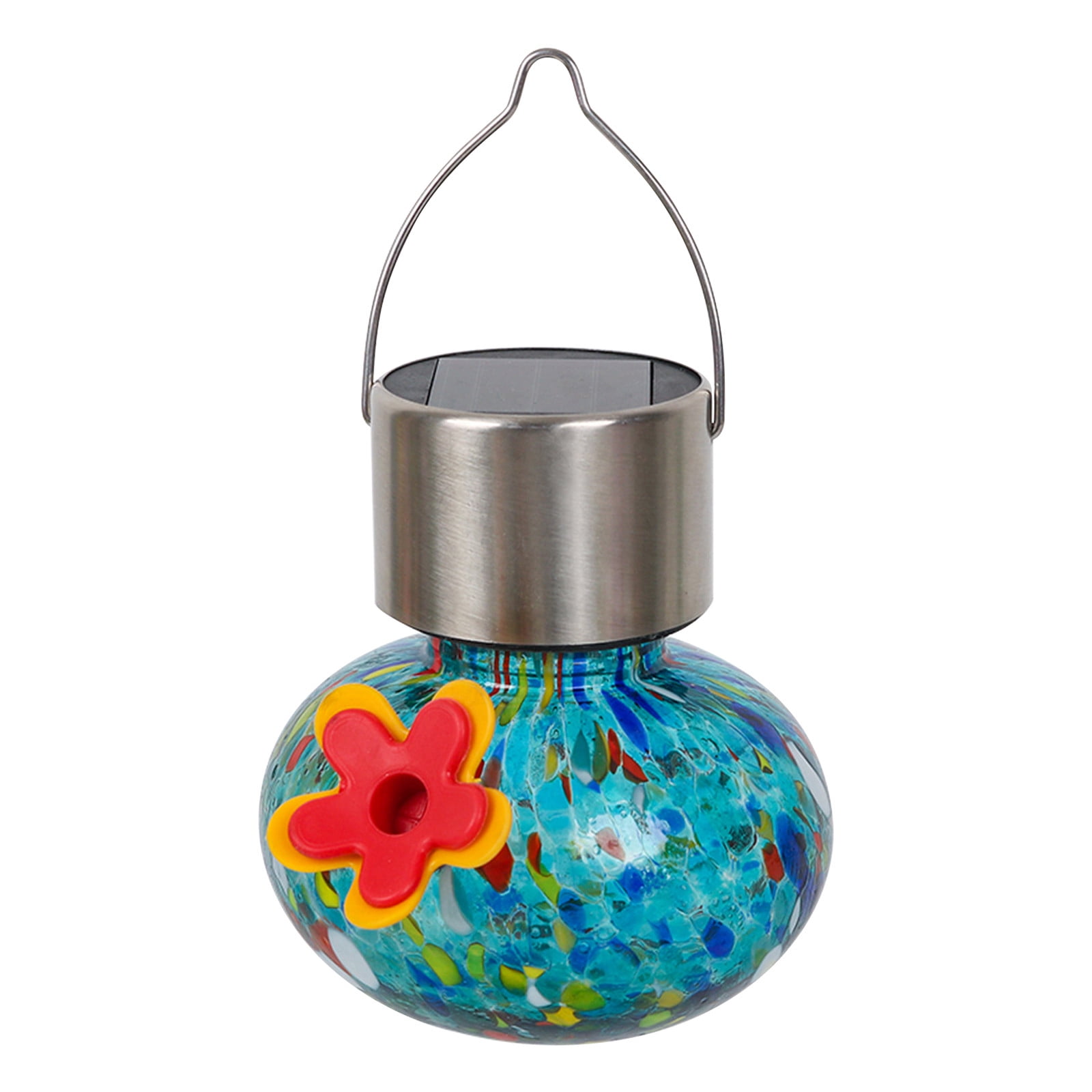 Solar Hummingbird Feeder, Glass Hummingbird Feeder with Solar Light for Outdoors,Solar Light for Garden Decor,Hummingbird Feeder for Outdoors Hanging,Waterproof Lamp, Ideal Gift