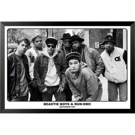 Buy Art For Less 'Beastie Boys and Run-DMC - Amsterdam 1987 Music Hip Hop and R&B Rappers' Framed Vintage (Best New White Rappers)