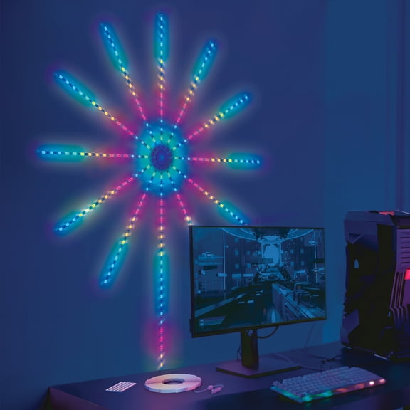 TzumiLED ColorWorks Indoor USB-Powered Music Sync with Remote Control Fireworks LED Light Strip