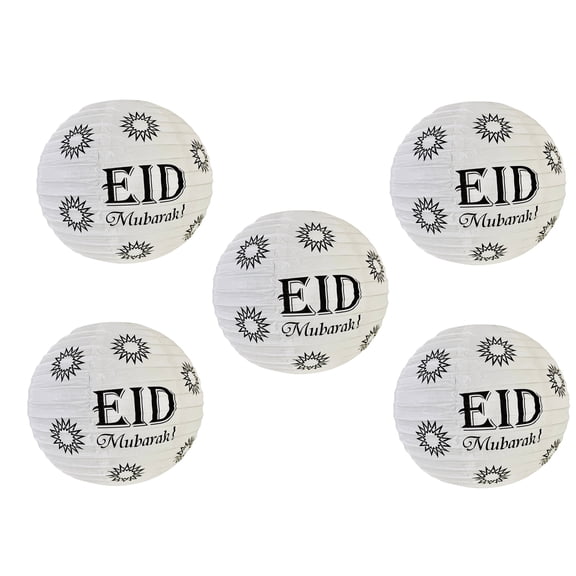 Eid Mubarak Paper Lantern Decorations, Paper Ball Lanterns Eid Mubarak Lanterns, Eid Mubarak Décor, Eid Mubarak Festival Décor, Paper Lanterns Eid Décor, Hanging Paper Lanterns 5pcs/set (White)