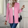 thumbnail image 6 of Lnmiateer Classic Shawl Collar Open Front Stretch Knit Cardigan Long Sleeve Loose Casual Coat Autumn Winter Everyday Multi-Layer Fashion Transitional Outerwear, 6 of 9