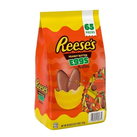 Reeses Milk Chocolate Peanut Butter Easter Eggs Candy, 39.8 Ounce (65 Pieces)