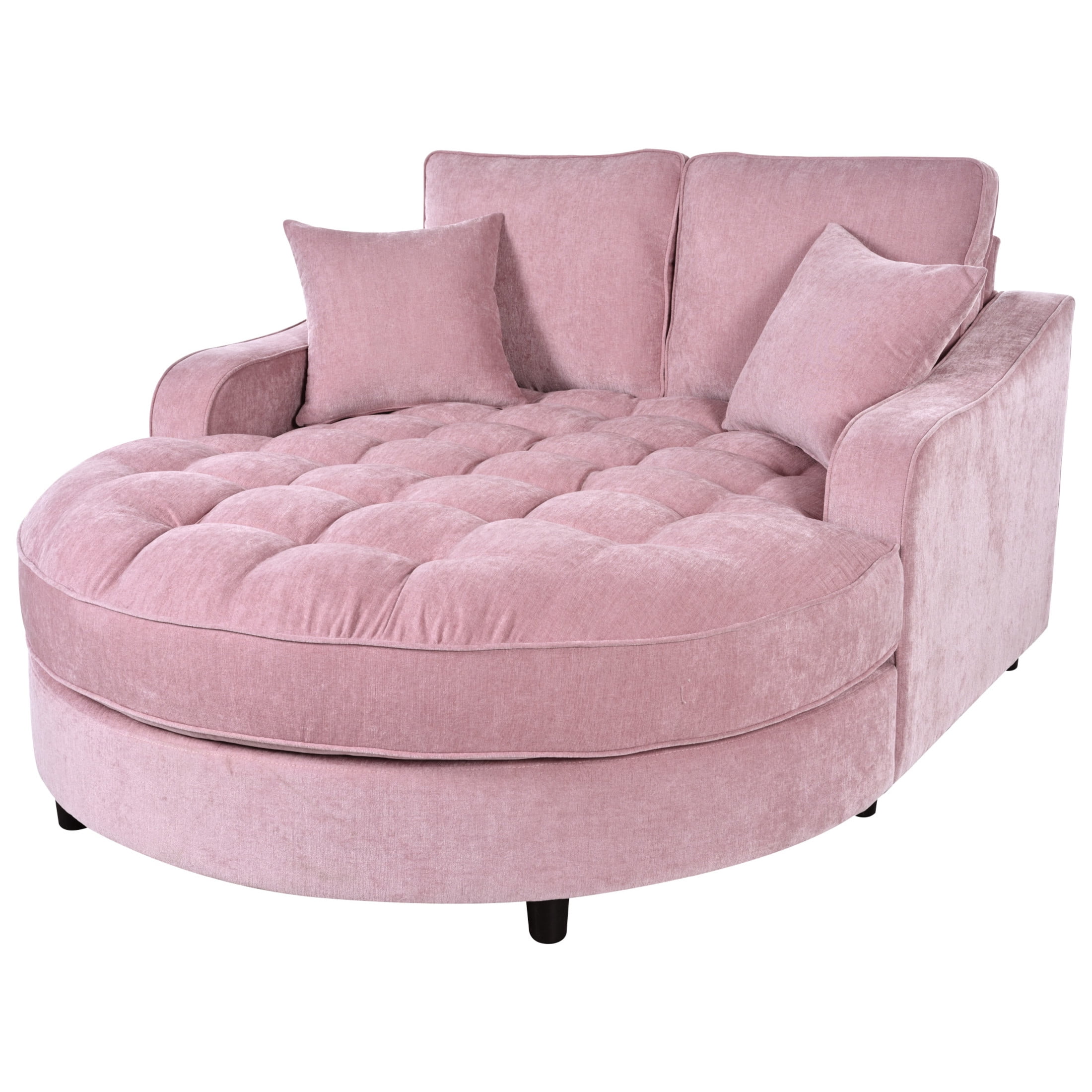 Christopher Knight Home 51" Modern Chaise Lounge Sofa Bed, Tufted Chenille Couch with Pillows, Pink