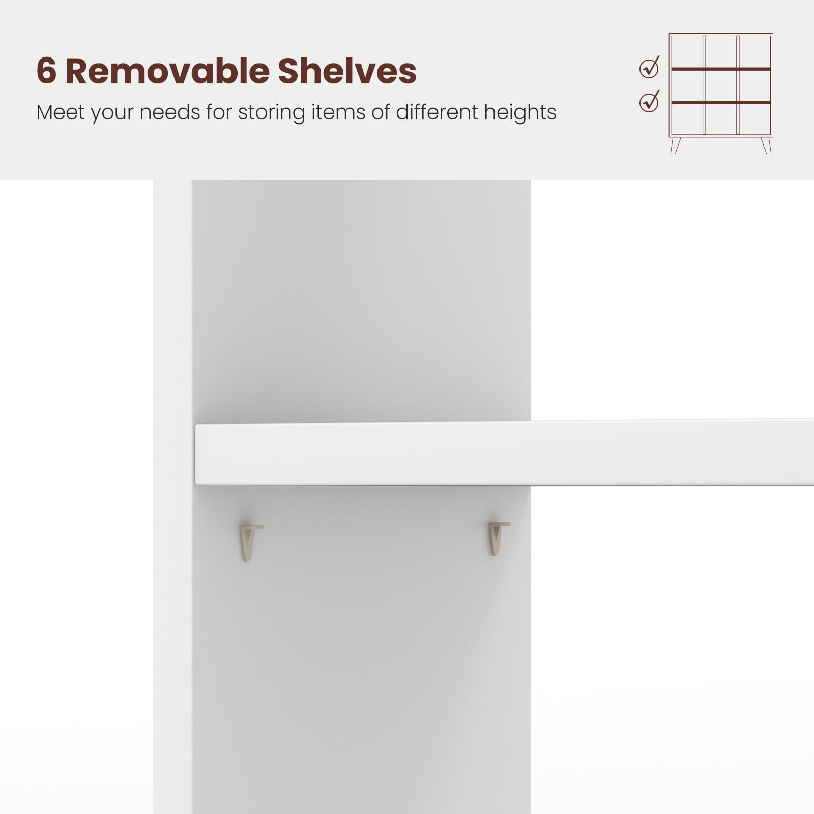 Topbuy 9-Cube Open Bookcase 3-Tier Floor Standing Bookshelf with 4 Slanted Legs 6 Removable Shelves White