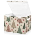 thumbnail image 2 of Christmas Trees with Plaid Red Green Snowflake Foldable Storage Bins with Lids Handles Collapsible Storage Containers Tote Boxes 16.5 x 12.6 x 11.8 inches, 2 of 7