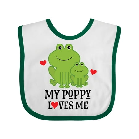 

Inktastic My Poppy Loves Me Grandson Frog Gift Baby Boy Bib