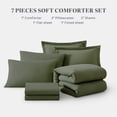 thumbnail image 3 of Amberspace Prewashed fabric 7-piece Bed in a Bag Comforter Set with Sheets,Olive Green,King, 3 of 11