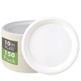 thumbnail image 1 of Vplus 150 Pack Compostable Disposable Paper Plates 10.25 inch Super Strong Paper Plates 100% Bagasse Natural Biodegradable Eco-Friendly Sugarcane Plates(white), 1 of 7