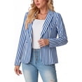 thumbnail image 3 of JWD Women's Single-Button Tailored Blazer Jacket – Notch Lapel, Lightweight Suit Coat Royal Blue White Sp 12, 3 of 7