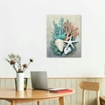 thumbnail image 2 of JRXY Ocean Theme Canvas Wall Art Coastal Shell Starfish Coral Conch Picture for Bathroom Kitchen Office Living Room Decor Stretched and Framed Ready to Hang 16x20 Inch Picture 1, 2 of 3