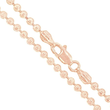 Tiffany Silver Plated Necklace - 22k Rose Gold Plated Sterling Silver Italian Ball Bead Chain 3mm 925 Italy New Dog Tag Necklace 36