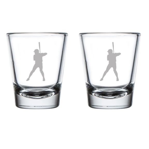 Set of 2 Shot Glasses 1.75oz Shot Glass Baseball Player