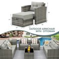 thumbnail image 6 of Royalcraft 5-Piece Patio Furniture Set,Outdoor Wicker Furniture Single Chair with Ottoman & Side Table,All-Weather Grey Rattan Outdoor Armchair Sofa Set with Non-Slip Cushions,Aluminum Frame, 6 of 6