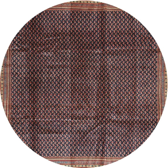 Ahgly Company Indoor Round Contemporary Dark Almond Brown Abstract Area Rugs, 3' Round